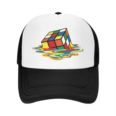 Fashion Melted Rubix Cube Rubiks Baseball Cap for Women Men Breathable Geometric Math Magic Trucker Hat Performance