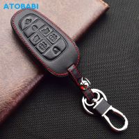 [Accessory part]พวงกุญแจเคสกุญแจรถยนต์หนัง ATOBABI สำหรับ Hyundai Tucson Nexo Santa Fe Azera Sonata 2021 2022รีโมทคอนโทรลอัจฉริยะเคสป้องกัน