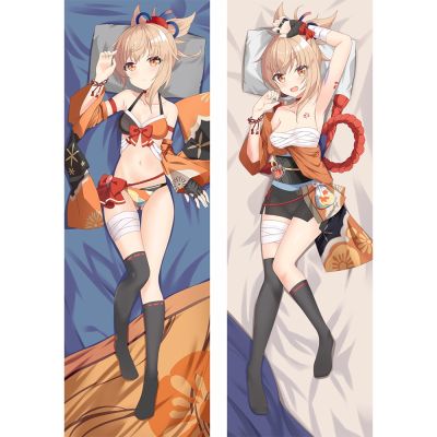 60x180 ซม. เกม Genshin Impact Yoimiya ปลอกหมอน คอสเพลย์ Dakimakura การ์ตูน ผู้ใหญ่ อุปกรณ์เสริม ของขวัญคริสต์มาส