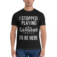 I Stopped Playing Genshin Impact To Be Here Funny Meme Design Classic T-Shirt T Shirts For Men Mens Long Sleeve T Shirts