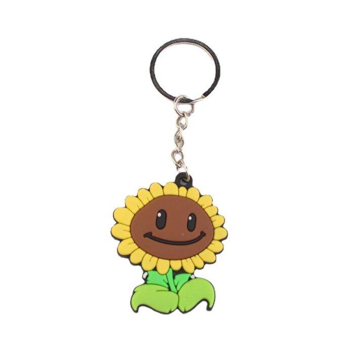 plants-vs-zombies-cartoon-pendant-schoolbag-car-key-ring-couple-key-chain-metal-chain-silicone-birthday-gift-wholesale-key-chains