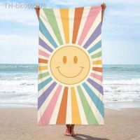 ┋● Beach Towel Smiling Face Rainbow Cute Square Quick-drying Bath Towel Beach Sunbathing Outdoor Rug Summer Sand-free Swimming