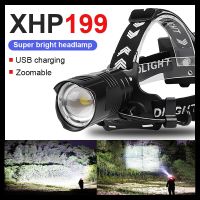 ไฟฉายหัวชาร์จซ้ำได้ไฟหน้ารถมอเตอร์ไซค์แบบ LED XHP90.2 18650ไฟหน้าแอลอีดีแรง XHP199ใหม่ล่าสุด USB โคมไฟโคมไฟตั้งแคมป์ XHP70