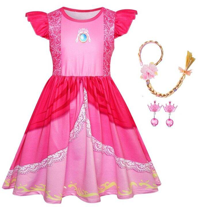 new-halloween-kids-peach-princess-costume-pink-peach-girl-dresses-one-piece-jumpsuit-tights-children-cosplay-battle-suit-3-10t