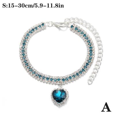 Pet Collar Three Row Color Rhinestone Necklace Jewelry Accessories Dog Pendant Pink Blue Quiet Love Cat M3H2