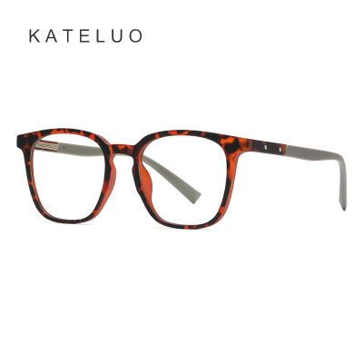[พร้อมกล่อง] KATELUO TJ853แบรนด์ใหม่ของผู้ชายและผู้หญิงสไตล์เดียวกันป้องกันแสงสีฟ้าแว่นตา R Etro สแควร์แว่นตากรอบ