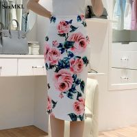 【CW】 Floral Printed Bodycon Skirts Womens 2022 Fashion Waist Mid Length Skirt Korean Y2k