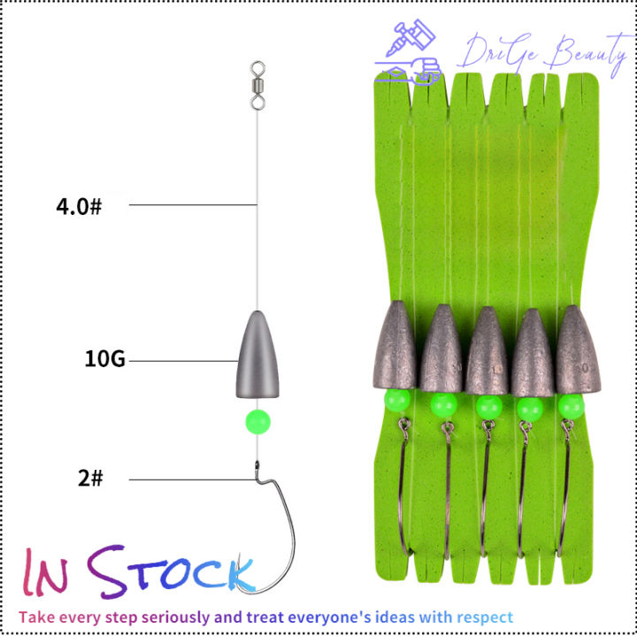 คลังสินค้าพร้อม-5pcs-fish-line-binded-hooks-set-handmade-long-throwing-fishhooks-luminous-bait-fishing-tackle-kit