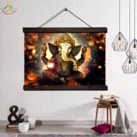 1ชิ้น Ganesh Lord God Modern Wall Art พิมพ์ Pop Art ภาพโปสเตอร์ไม้แขวน Scroll ภาพวาดผ้าใบ Home Decor