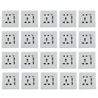 20X 2.1A Dual USB Wall Charger Socket Adapter Universial Power Outlet Panel Wite Switch