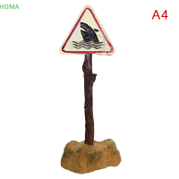 ?【Lowest price】HOMA เรซินตกแต่งตู้ปลาเครื่องประดับประดิษฐ์ฉลามคำเตือนป้ายภูมิทัศน์อุปกรณ์เสริมสำหรับตู้ปลาพื้นหลัง