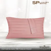 SP Luxury (แพ็คคู่) ปลอกหมอนลายริ้ว สีโอโรส, Cotton 100 %