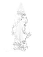 One Layer White and Ivory Lace Edge Bridal Veils Wedding Accessories 2022 Hair Accessories