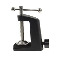 Aluminum Alloy Iron Cantilever Bracket Clamp with Hole Adjustable Thumb Screws Non-Slip Mat for Mic Stand Desk Clip