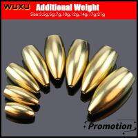 WUXU 5pcs/lot 3.5G, 5G, 7G, 10G, 12G, 14g,17G, 21g น้ำหนักเพิ่มเติม Line sinkers น้ำหนักเบา ทองเหลืองเบิ้ล ตะกั่วทองแดงตก ขั้วต่อตะขอ Sinker ตัวจม