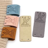 20Pcs Rabbit Handmade Tags For Handmade Label Kawaii Sewing Leather Tags For Hats Knitted Decorative Clothes Gifts Bags 2x5CM Labels