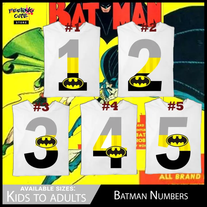 Batman Number Shirt 1 2 3 4 5 for Kids to Adults | Lazada PH