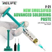 ✁ RELIFE F-21 10CC Lead-free and Halogen-free Tin Soldering Paste BGA PCB Rework Welding Flux Syringe Type Emulsified Solder