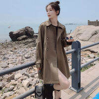 แฟชั่นเกาหลี A-Line T Rench Coat สำหรับผู้หญิงฤดูใบไม้ผลิฤดูใบไม้ร่วงหลวมคู่หน้าอกเก๋เคปเสื้อกันลมเสื้อคลุมหญิงทนกว่า