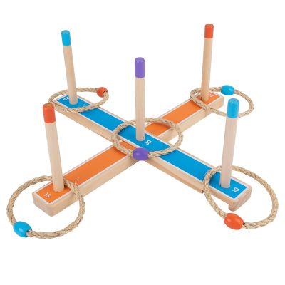 Ring Toss Toy Set Kids Outdoor Throwing Ring Game 3-12 Years Kids Outdoor Games Wooden Ring Throwing Play Tape