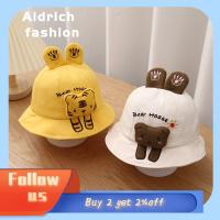 ALDRICH FASHION น่ารักน่ารักๆ การ์ตูนลายการ์ตูน เด็กสาวทารกหญิง หมวกบักเก็ต UV หมวกกันแดดเด็ก หมวกชาวประมงเด็ก หมวกคลุมหูกันแดด