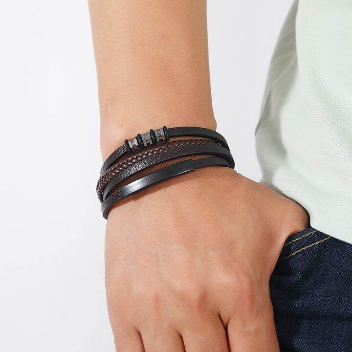 leather-bracelet-fashion-leather-rope-alloy-magnet-buckle-bracelet-men-39-s-rudder-bracelet-bracelet-leather-apart-bracelet-for-me