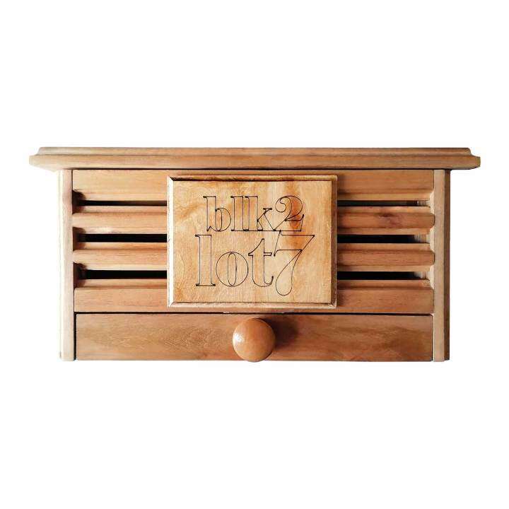 Hinged Lid Wooden Mailbox with customized house number Lazada PH