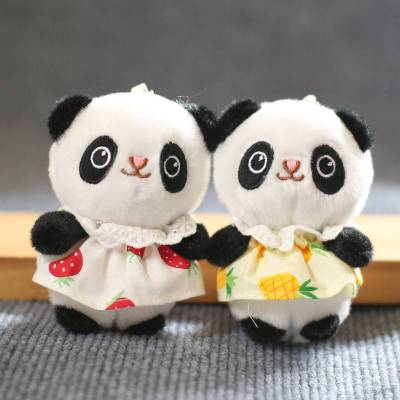 Cute Baby Panda Plush Dolls Gift For Girls Bag Pendant Strawberry Pineapple Dress Stuffed Toys For Kids Keychain