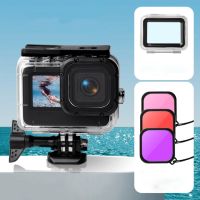 ซองกันน้ำ + ฝาหลังสัมผัส + เลนส์กรองแสงสีม่วงแดงสีชมพูสำหรับ GoPro HERO10สีดำ/HERO9สีดำ