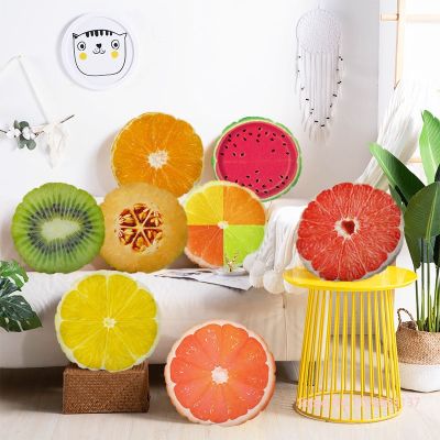 【hot】✤☢ Kawaii Pillowcase Throw Round Fruit Cushion Office Short Fabric Decoration