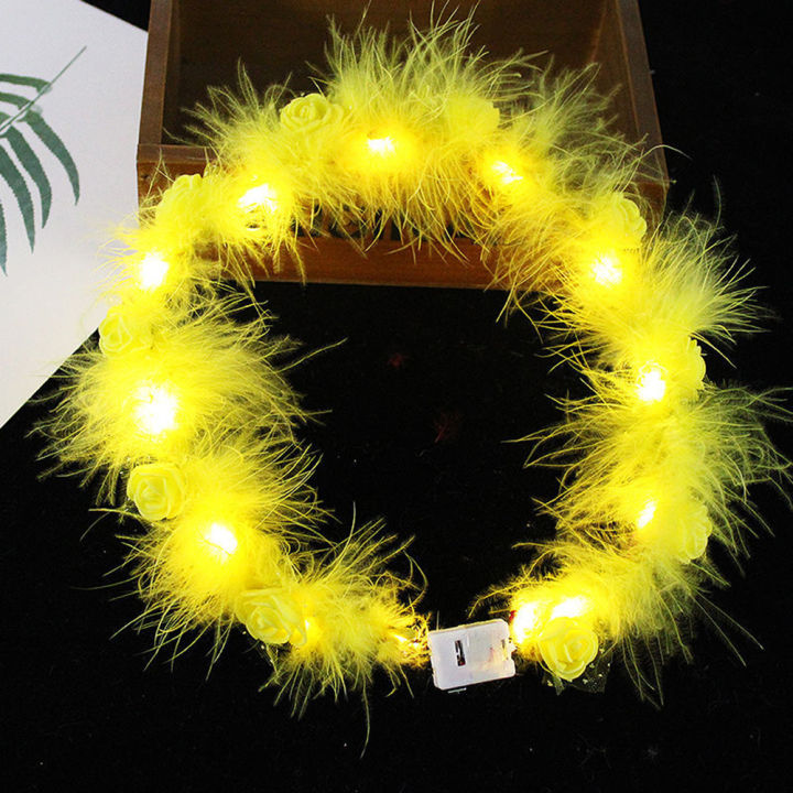 led-ขนนกดอกไม้คาดศีรษะพวงมาลัย-h-airband-พวงหรีดสาวแองเจิลพรรคบริษัทโกลว์คาดศีรษะพรรคบริษัทโกลว์คาดศีรษะ