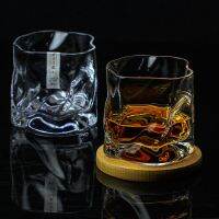 Art Design Crumple Whiskey Tumbler Glass Irregular Folds Verre Vodka Cups Personality Brandy Snifters Iced Whisky Rock Glass