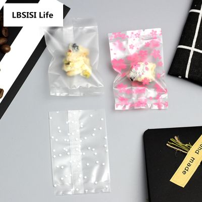 LBSISI Life 100ชิ้นเครื่องกระเป๋าบรรจุแบบแบนผิวเกล็ดน้ำแข็งซีลด้วยความร้อนถุงดอกไม้ลายจุดแบบ DIY ของขวัญถุงคุกกี้พลาสติกบรรจุภัณฑ์สูญญากาศ