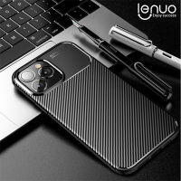 Lenuo เคสที่ปิดหลังโทรศัพท์มือถือแมทสำหรับ iPhone 15 Pro Max 15 Plus-TPU คาร์บอนไฟเบอร์กันกระแทกกันรอยขีดข่วนเคสโทรศัพท์