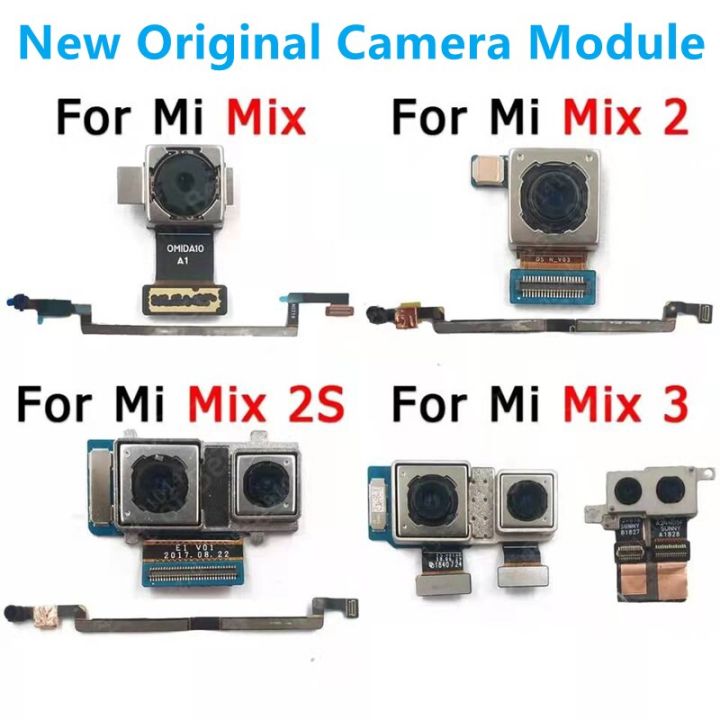 กล้องด้านหน้าด้านหลังของแท้เหมาะสำหรับ Xiaomi Mi Mix 2S Mix2 Mix3ด้านหลังหน้าผากเซลฟี่หันหน้าไปทางโมดูลกล้องอะไหล่ชิ้นงอสำหรับเปลี่ยน