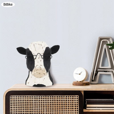 BiBike รูปปั้นรูปปั้นหุ่นจำลองวัวรูปวัวสดใสรูปปั้นสัตว์ขนาดเล็กเหมาะสำหรับตกแต่งสำนักงานถังแช่ไวน์