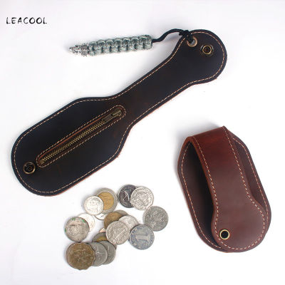 LEACOOL 100 Genuine Leather Racket Sap Big Capacity Coin Purse Defense Multi function Jacksap EDC Coin Bag