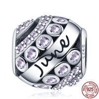 HOT SALE 925Sterling Silver Birthstone June Fit Original pandora Bracelet&amp;Bangle Making Fashion DIY Jewelry For Women