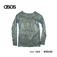 asos เสื้อแขนยาว Oversize ปักเลื่อม เปลือยหลัง W001-89