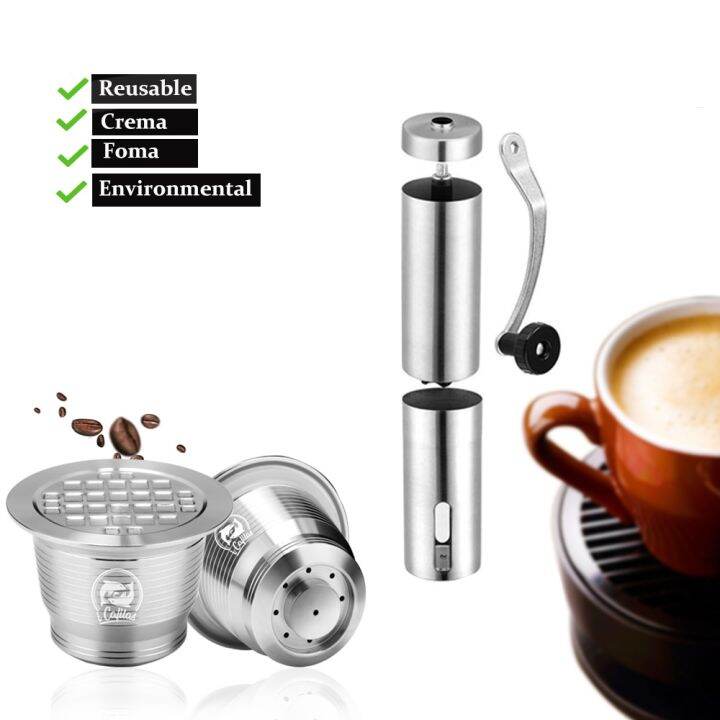 iCafilas Reusable Coffee Capsule Stainless Steel Coffee Grinder For