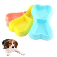 Plastic Dog Bowls Bone Shaped Candy Color Dogs Feeder Double-head Bowls Pets Travel Feeding Food Bowl Cats Tableware