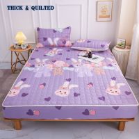 UPzo Polyester bed cover Breathable Fitted bed Sheet purple bunny Fitted Sheet Thickening Quilting Mattress Cover No Pillowcase