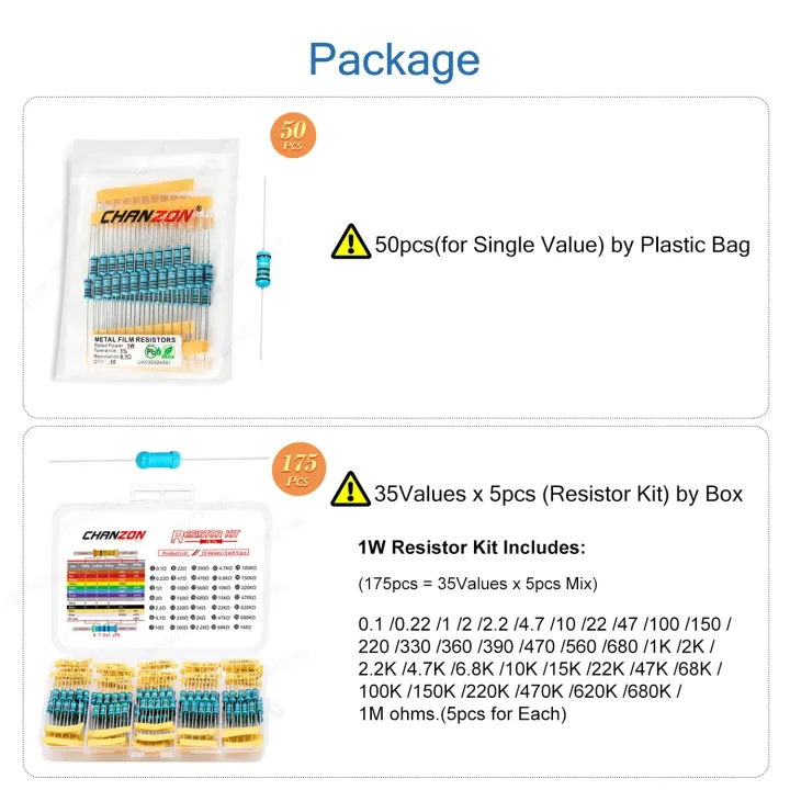 1w-1-high-precision-metal-film-resistor-kit-0-1-2-4-7-10-47-100-470-1k-4-7k-22k-47k-68k-1m-ohm-1-watt-resistance-assortment-set