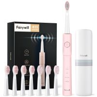 Fairywill แปรงสีฟันไฟฟ้าแบบชาร์จไฟได้หัวเปลี่ยนแปรง8หัวชาร์จไฟได้ผ่าน USB E11แปรงสีฟันไฟฟ้าพลังคลื่นเสียงกันน้ำ