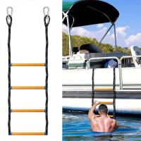 Portable Boat Ladder 4 Step Folding Assist Boarding Rope Ladder Octagonal Non Slip Ladder For Kayaks Motorboats Ladder Backyard Training Equipment