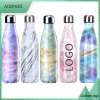 Personalized Customization Custom Logo 500Ml Marble Texture Stainless Steel Water Thermos Bottle Insulated Vacuum Flask Thermo