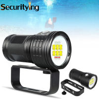 SecurityIng QX14-4 300วัตต์หก9090สีขาว XML2สี่ XPE สีแดง R5สี่ XPE สีฟ้า R5 LED ใต้น้ำ80เมตรไฟฉายสำหรับดำน้ำ/ถ่ายภาพวิดีโอเติมแสง