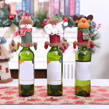 1 Pieces Christmas Wine Bottle Cover,Sweater Wine Bottle Cover Bags Holiday  Wine Bottle Cover Cute Reindeer Wine Bottle Cover for Christmas Party  Decorations Xmas Gift 