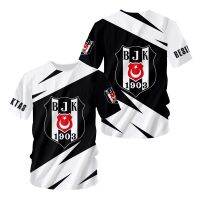 เสื้อยืดผู้ชาย3D ฮาราจูกุ Besiktas Kaus Sepak Bola กราฟิกเสื้อยืด Y2k พิมพ์ดิจิตอลฤดูร้อนตุรกีอิสตันบูลออกแบบขนาดใหญ่