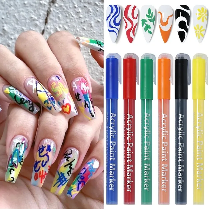 4 Colors Nail Art Graffiti Pen,Waterproof Drawing Painting Liner Brush,  Gold Silver Black White DIY DIY Flower Abstract Lines Detail Nail Art  Decoration Manicure Tools